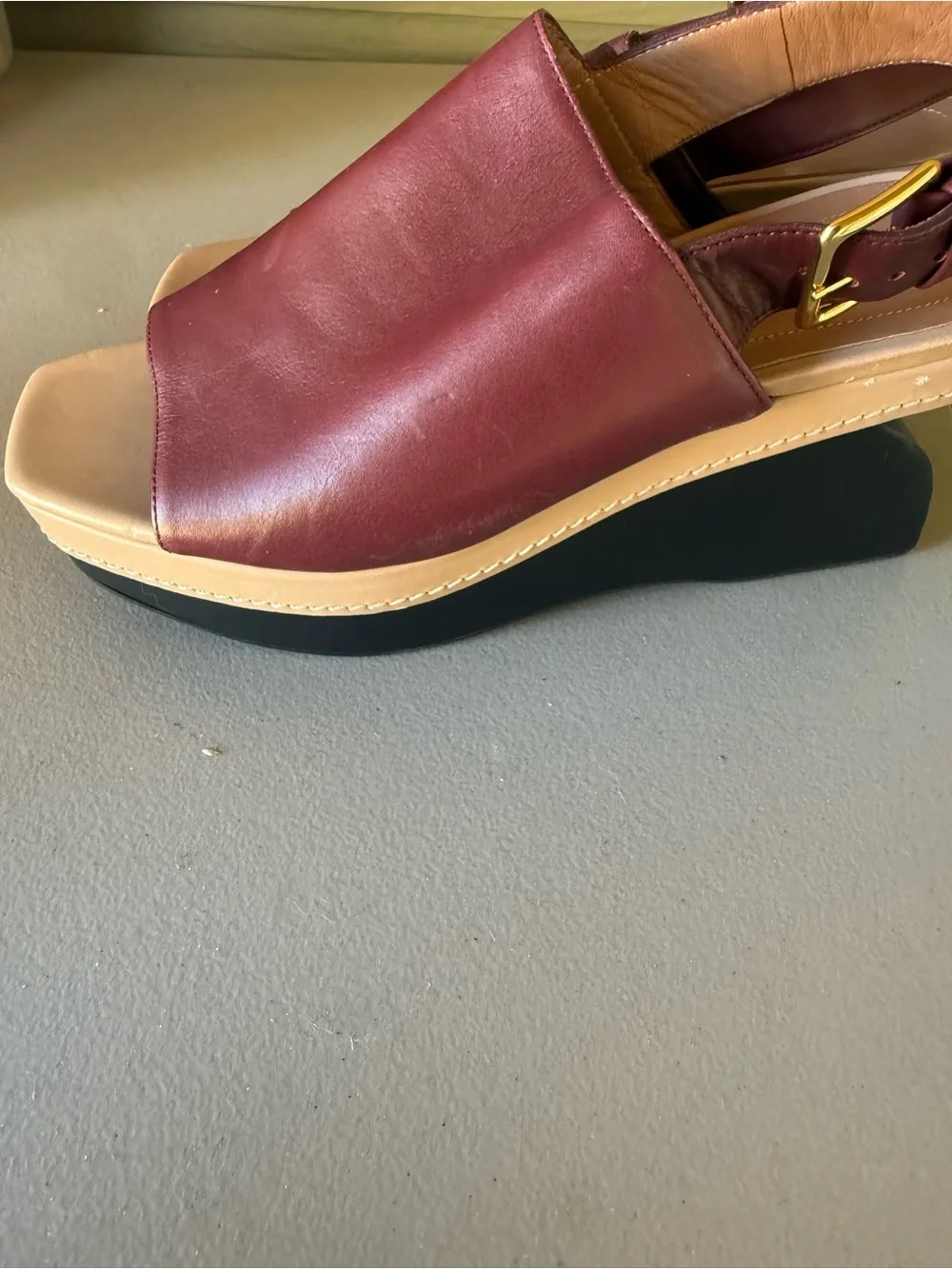Marni Women’s Burgundy Leather Slingback Sandals